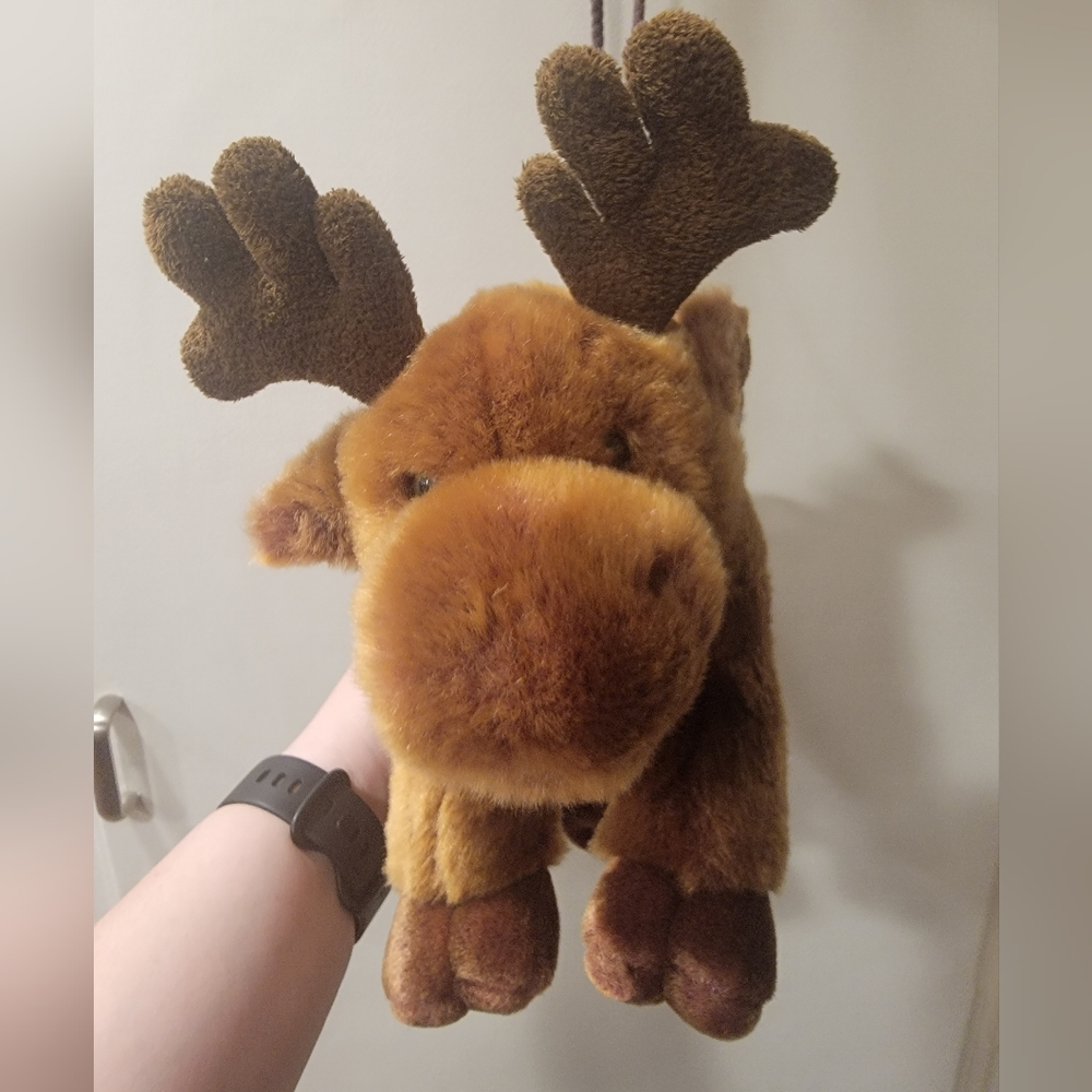 Aurora Plush Moose Child’s Purse with handles And Shoulder Strap